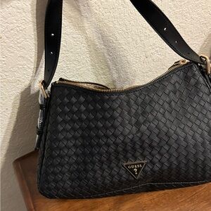 NWT Guess Black Woven Shoulder Bag
